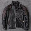 Chinese Size Men Leather Jacket Vintage Black 100% Natural Genuine Cowhide Coats Men's Leather Coat Male Clothes Autumn
