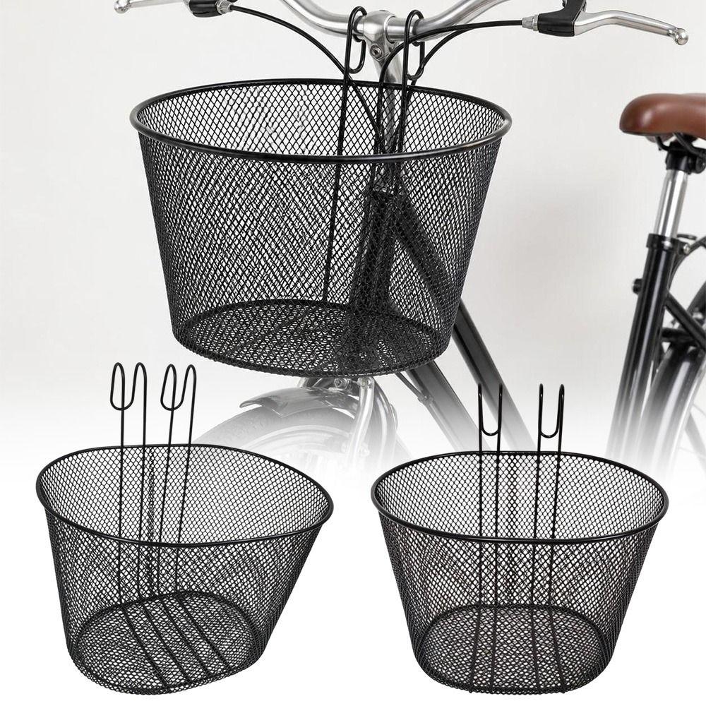 Black Bike Front Basket Iron E-Scooter E-bike Basket New Rear Hanging Basket