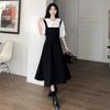 Large Size Doll Collar Women's A-shaped Skirt, Summer New Fat MM French Fake Two-piece Fashionable Waist Even Skirt