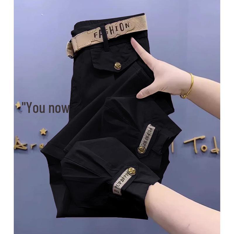 Women's Summer 2024 High-Waist Harem Pants - Casual, Lightweight, Large Size, Cuffed Overalls