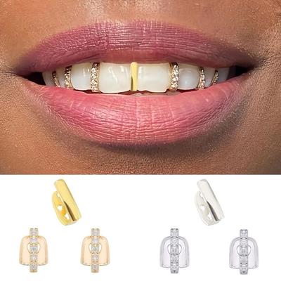 3/5Pcs Funny Rhinestone Teeth Caps Bling Single Dental Braces Trendy Hip Hop Teeth Grillz Men/Women