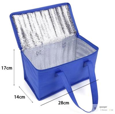 Insulated Lunch Bag 28x14x17cm Portable Thermal Cooler Bag with Double Handles Lightweight Design for Food Storage and Transport