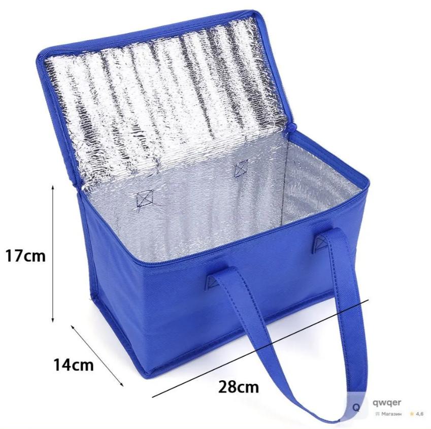 Insulated Lunch Bag 28x14x17cm Portable Thermal Cooler Bag with Double Handles Lightweight Design for Food Storage and Transport