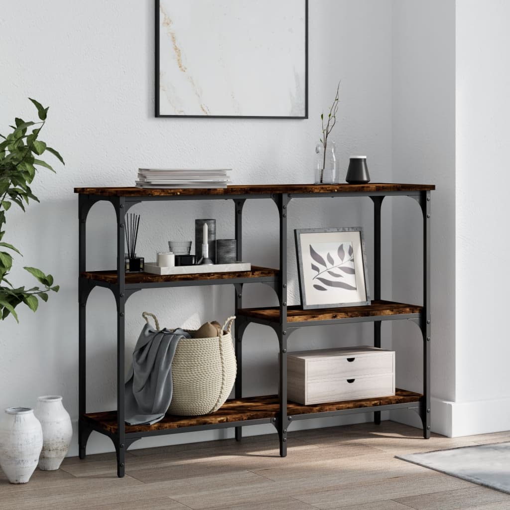 Console Table Smoked Oak 102x29x75 cm Wood Based Panel