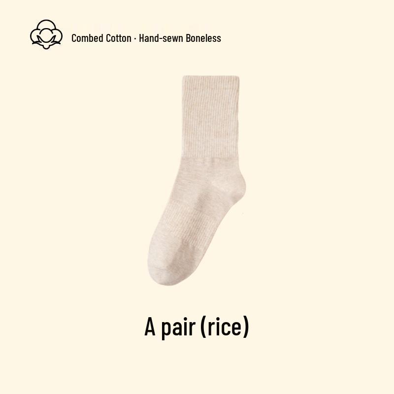 Women's Mid-Calf Summer Thin Socks - Anti-Pilling, Versatile, Sweat-Wicking, Odor-Resistant, Long-Staple Cotton, Solid Color.