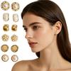 6 Pairs Stud Earrings High Gloss Imitation Pearls Faux Opal Round Square Design Ear Studs Versatile Jewelry Gift