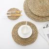 Table Placemat Wear-resistant Handwoven Cattail Grass Placemat Heat Resistant Table Mat for Home Decoration