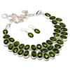 Peridot Oval Shape Gemstone Jewelry Set Handmade Beautiful Gift Necklace Earring