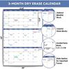 Large Dry Erase Calendar for Wall - Undated Wall Calendar Dry Erase, 28" x 40" (Vertical), Erasable & Reble Wall Calendar 3 Month with Round Stickers