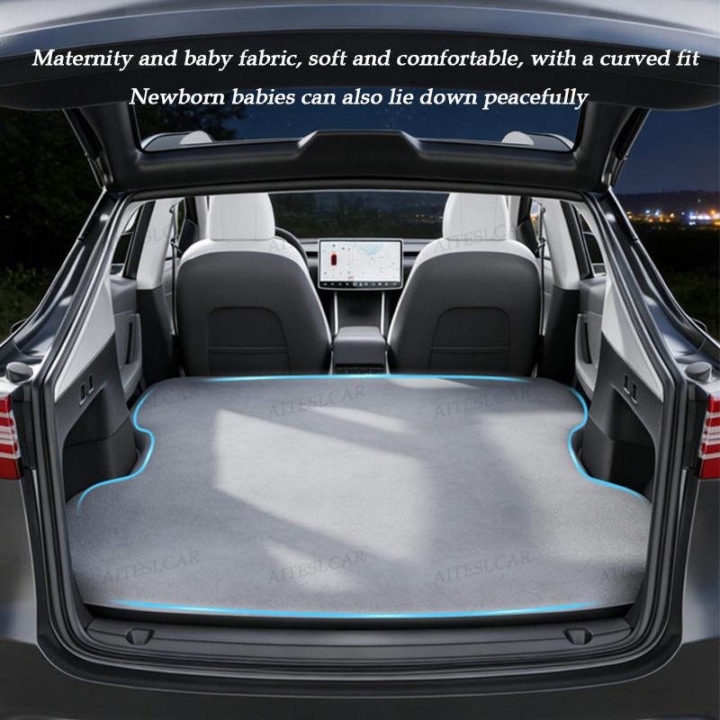 AABLU1 Für Tesla Model 3 Model Y 2017-2025 Aufblasbare Luftmatratze Outdoor Camping Aufblasbar Spezielles Wildleder Stoff Auto Reisebett