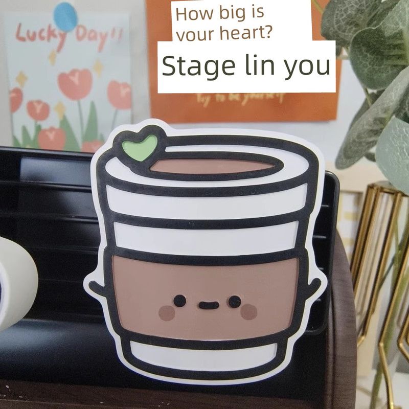 

Car Air Freshener Cat Cute Coffee Cup Dessert Style Car Vent Interior Hand-Painted Aroma Diffuser Stone Decoration Gift Classic Coffee Cup Other notes