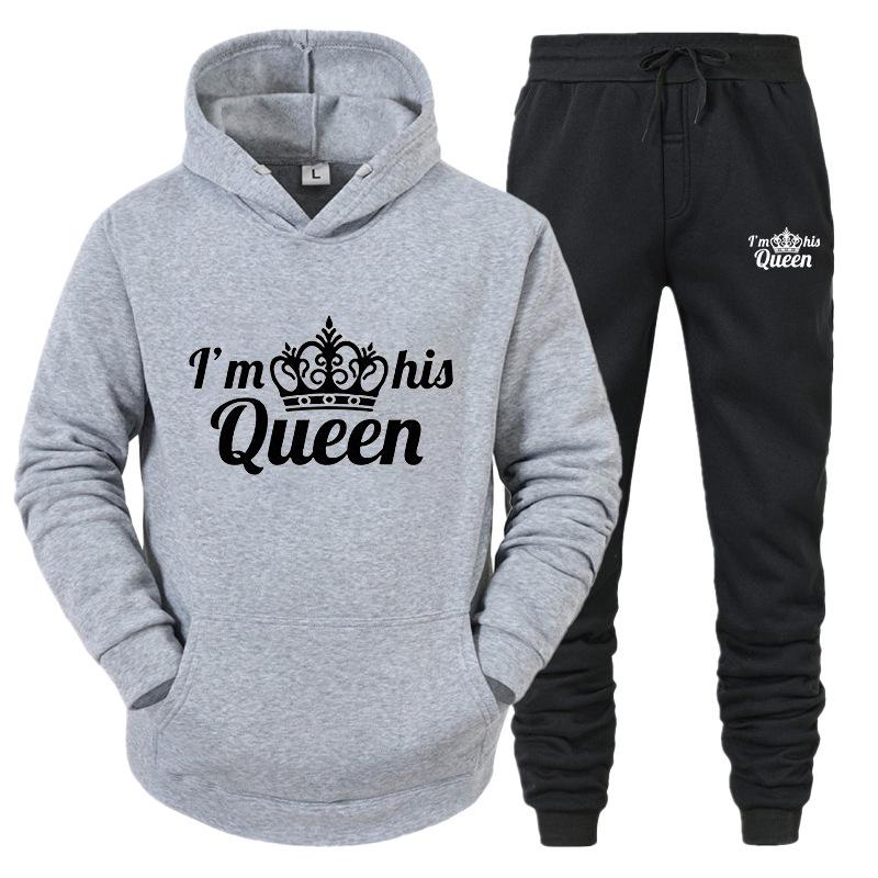 KingQueen Unisex Couple Hoodie & Sweatpants Set - Casual Sportswear