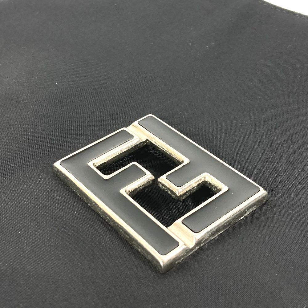 Fendi FF Logo Flap Crossbody Bag Pochette Shoulder Bag Nylon Black