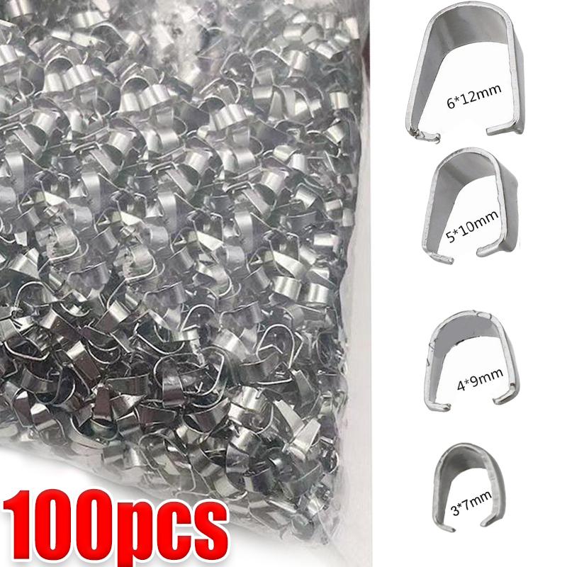 

100pcs Stainless Steel Silver Plated Pendant Pinch Bail Clasps Necklace Hooks Clips Connector DIY Jewelry Making Findings 3x7mm