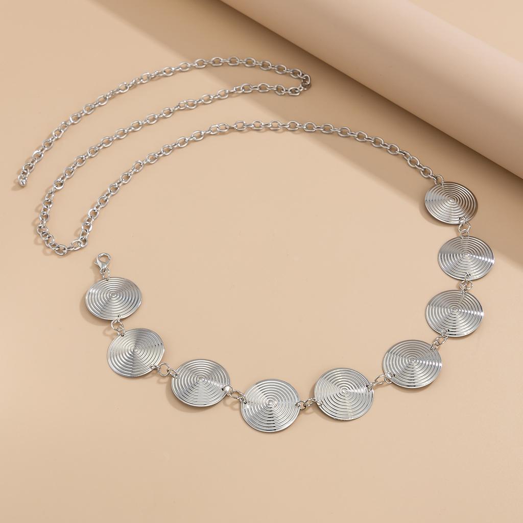 Cold Wind Spiral Pattern Metal Waist Chain Waist Chain Simple Geometric Disc Body Chain Female
