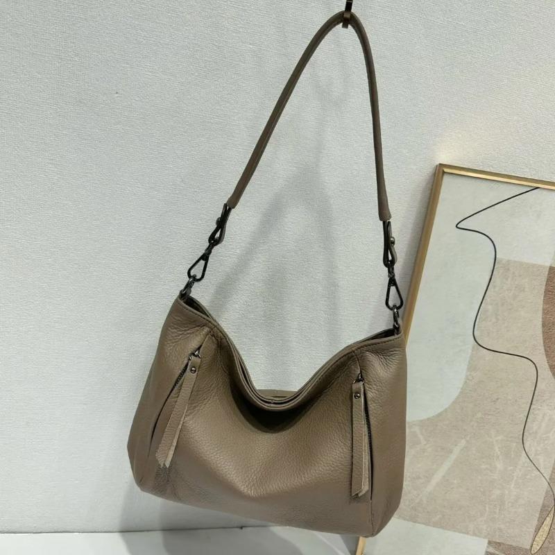 Women's Top-Grain Leather Crossbody Shoulder Bag | Large Capacity Solid Color | European American Fashi Commuter Handbag