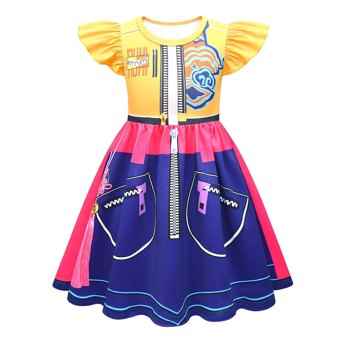 Kids KPop Demon Hunters Dress Clothes Cosplay Costume Girls Cartoon Rumi Dresses Children Casual Girl Dress Halloween Xmas Party 110