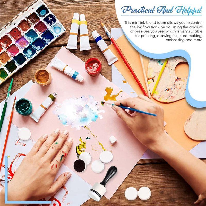 AEE2-42-Piece Mini Ink Tool Set, Includes 2 Round Mini Smudge Tools And 40 Replacement Foam Pads For Drawing Smudge Mixtures