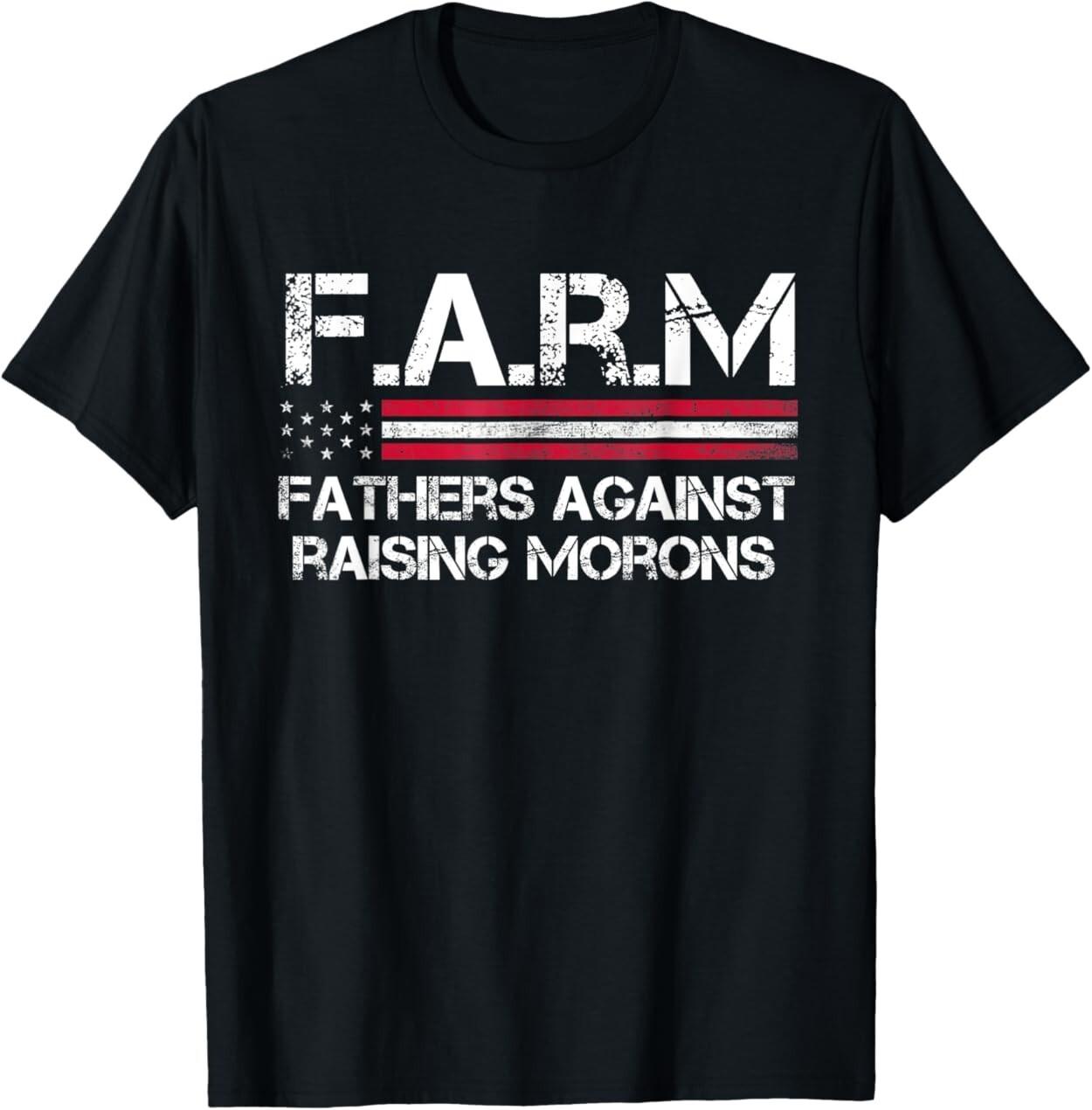 Fathers Against Raising Morons Funny USA Flag Father s Day T-Shirt XL