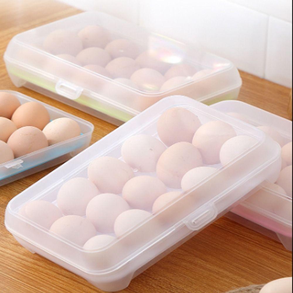 Refrigerator Organizer Egg Fresh Storage Box 15 Grids Compartment Egg Holder  Travel