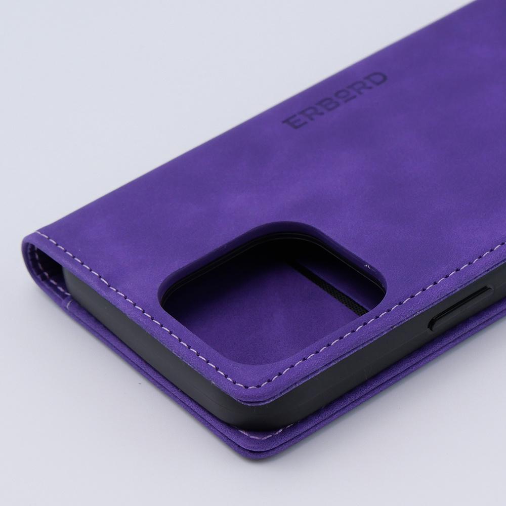 iPhone 15 Pro Max Case, ERBORD Vintage Wallet with Flap, Purple