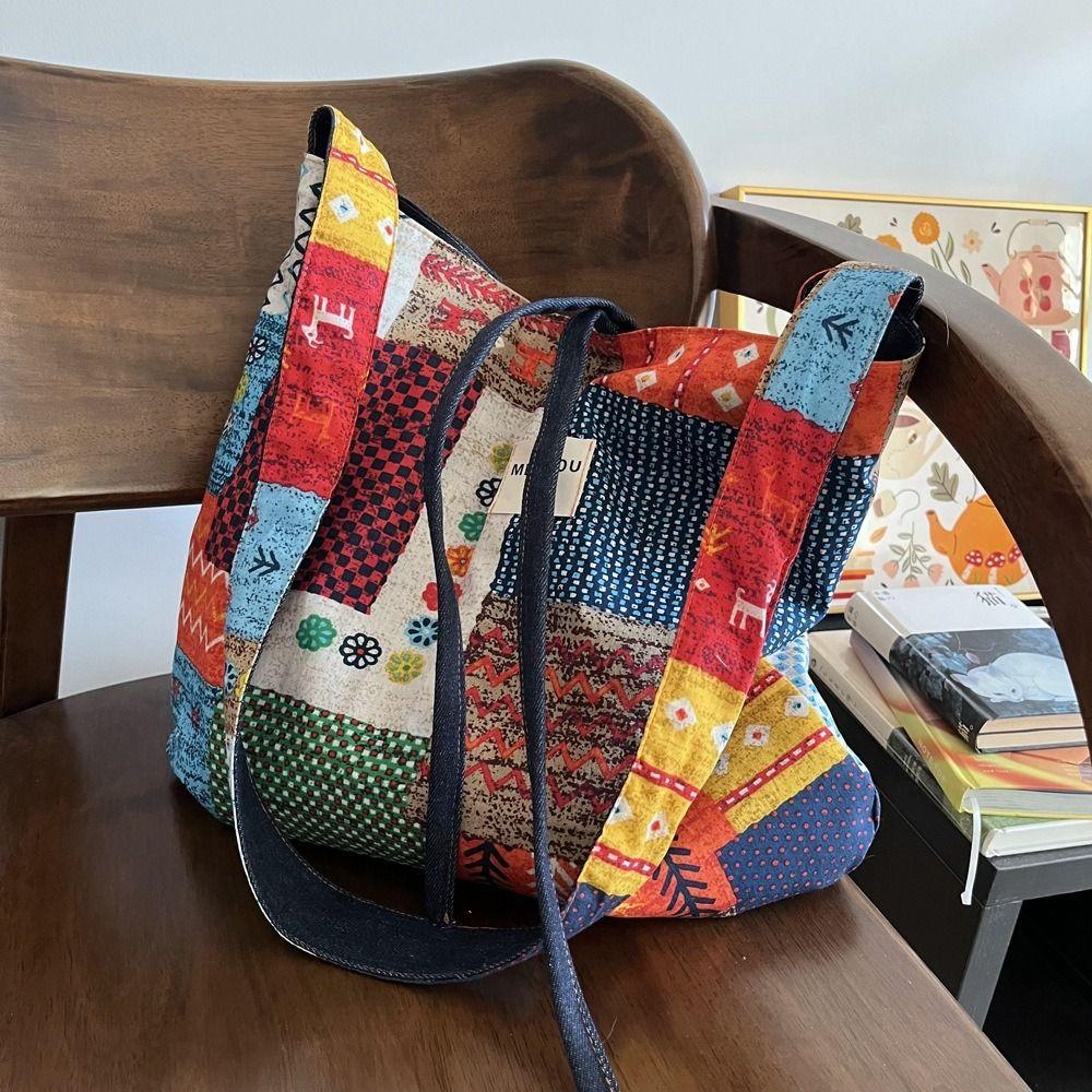 

Cloth Ethnic Style Crossbody Bags Retro Bohemian Messenger Bag Simple Denim Shoulder Bag Travel Denim