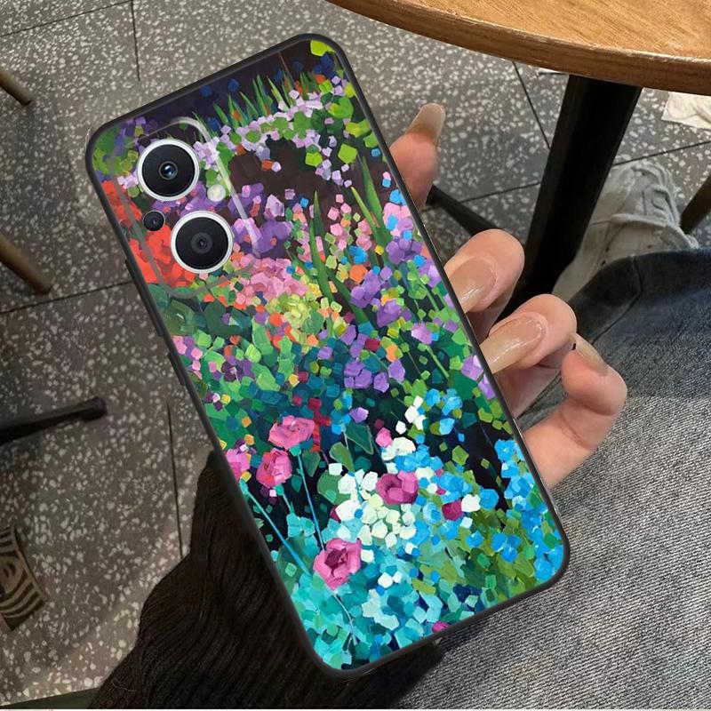 Colourful Flower Painting Art For OPPO Reno 14F 13F 12F 11F 10 11 12 13 14 Pro 7 8 Lite 8T OPPO Find X5 X6 X8 X9 Pro Case