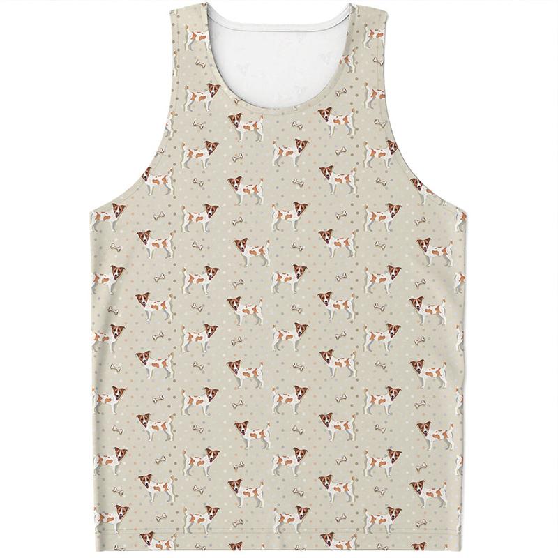 Cute Jack Russell Terrier Pattern Tank Top Men 3D Printed Animal Dog Gym Sleeveless T Shirts Summer Street Quick Dry Tees Tops