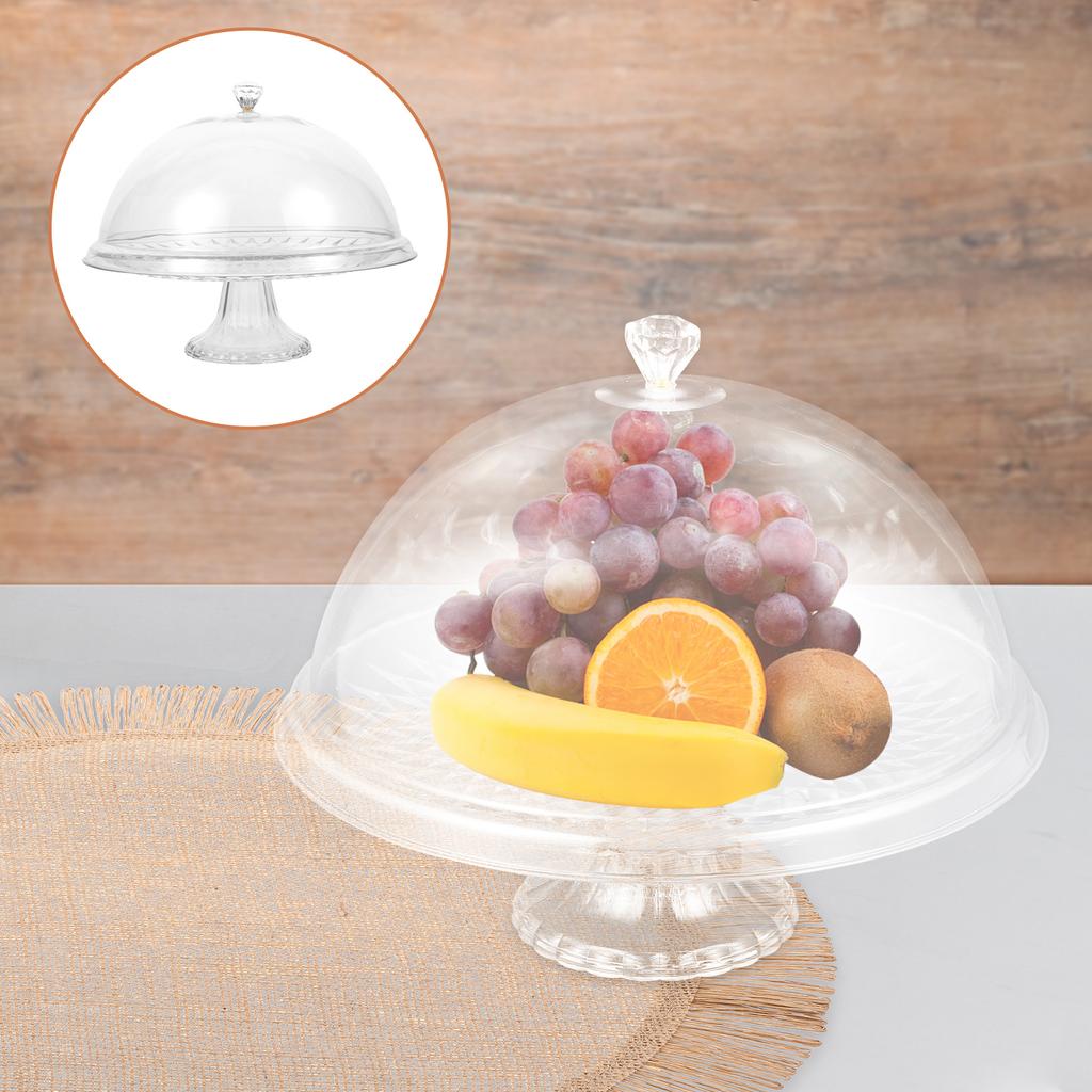 Cake Stand With Dome Clear High Foot For Wedding Party Dessert Display Cake Serving Tray Fruit Snack Plate Bakery Display