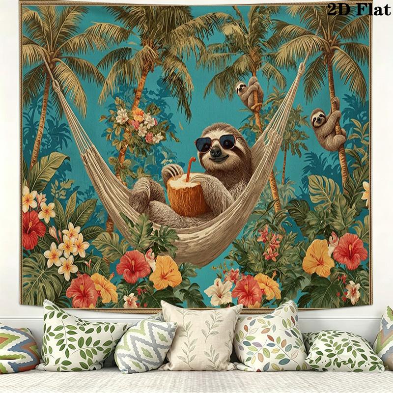 Sloths Wall Tapestry Aesthetic Wall Hanging Printed Fabric Blanket Decorative Tapestries for Bedroom Living Room Home Decor
