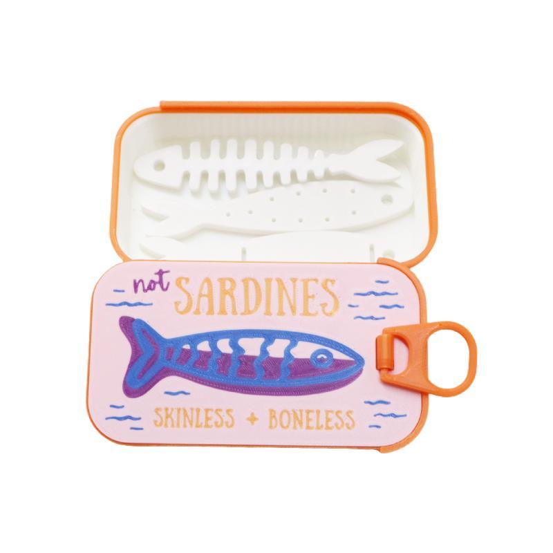 Sardine Tin Jewelry Box 3D Printed Easy Open Durable Small Jewelry Organizer for Rings Earrings Perfect for Dresser Decor