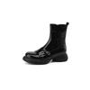 Autumn and Winter Women's Platform Fashion Boots Side Zipper Large Size Round Head Women's Boots New Rubber Sole Patent Leather Medium Boots Women