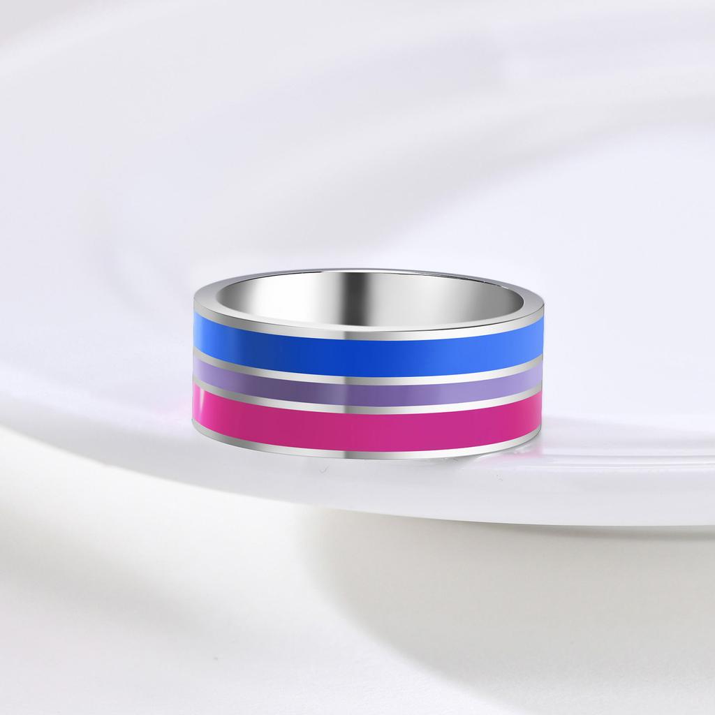 Mehrfarbiger Regenbogenring für Damen Herren Lesbisch Gay Hochzeit Verlobung Valentinstag Geschenk Edelstahl Schmuck