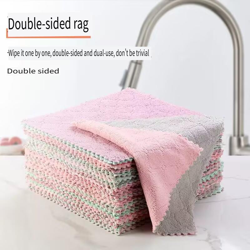 10/pcs Microfiber Kitchen Cloth Dish Towels Super Absorbent Coral Velvet Dishtowels Nonstick Oil Washable Fast Drying