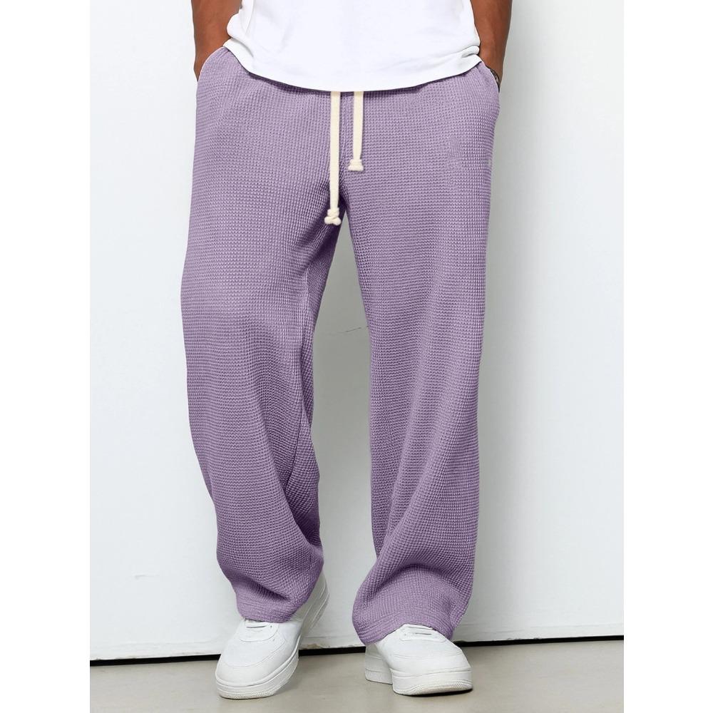 Heren Relaxed-Fit Gedrapeerde Effen Kleur Wijde Pijpen Sportbroek
