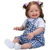 Lebensechte Reborn-Puppe Mila mit bemalter 3D-Haut, 60 cm, Stoffkörper mit PP-Baumwolle, Simulationspuppe, echt aussehende, glücklich lächelnde Babypuppen für Kinder, Weihnachtsgeschenk