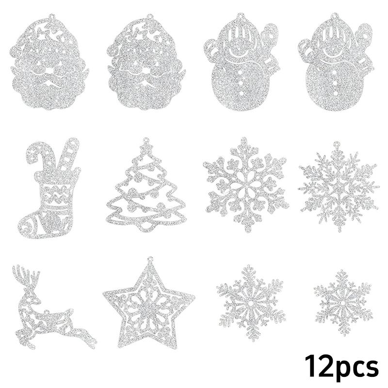 20Pcs Christmas Tree Decoration Hanging Ornaments Tree Snowman Reindeer Santa Snowflake Ornaments for New Year Winter Party