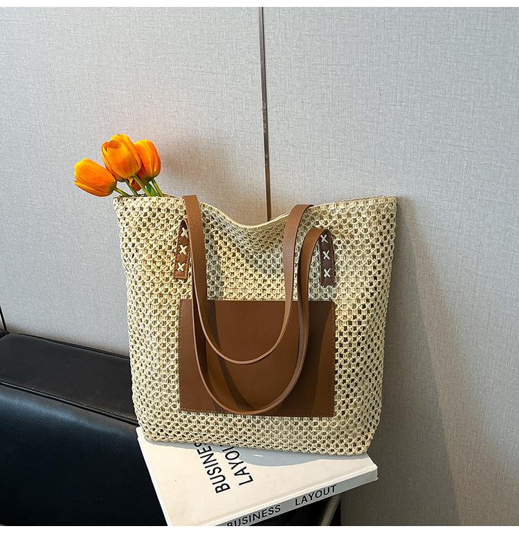 

Вязаная соломенная сумка большой вместимости женская летняя новая на плечо тоут пляжная сумка для отпуска на море