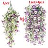 2Pcs Violet Artificial Flowers Vine Hanging Fake Flowers Faux Plants Vines for Home Room Decor Garden Wedding Decoration Flowers