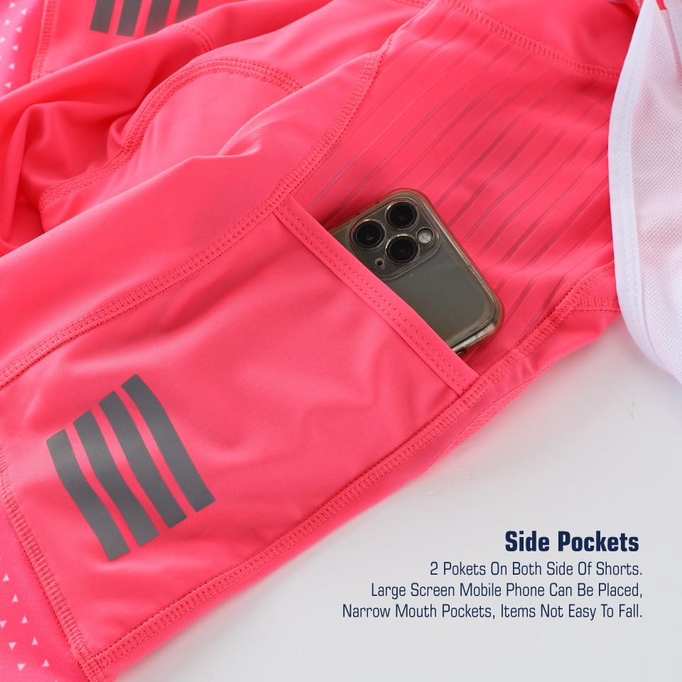 KEMALOCE Radsport-Trägershorts für Damen, Pink und Schwarz, Größe M-XL, schnell trocknende Damen-Fahrradshorts