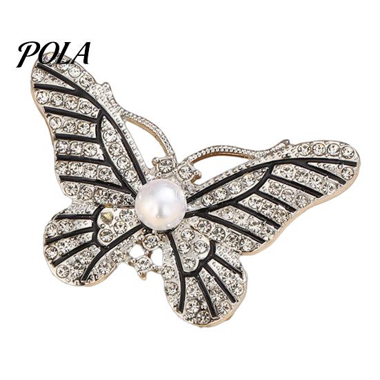 Durable Brooch Faux Pearl Rhinestone Butterfly Brooch, Women Girls Alloy Lapel Jewelry Pin, Sweater Cardigan Coat Clothing Accessories, Gift Metal