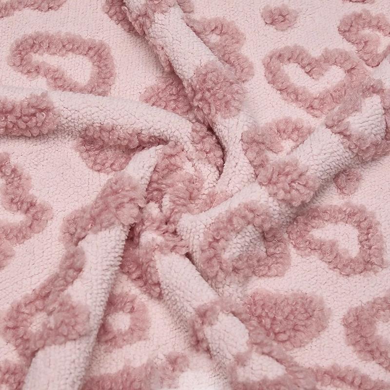 0.5m/1m/2m Thickened Lamb Wool Heart-shaped Jacquard Fabric for Sewing Coat Makeup Bag Dolls Blanket Pajamas DIY Clothing Fabric