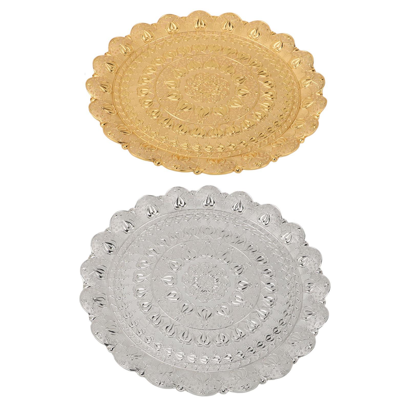 Турецкий чайный кофейный поднос в винтажном стиле с тисненым узором круглая кофейная — фото 6