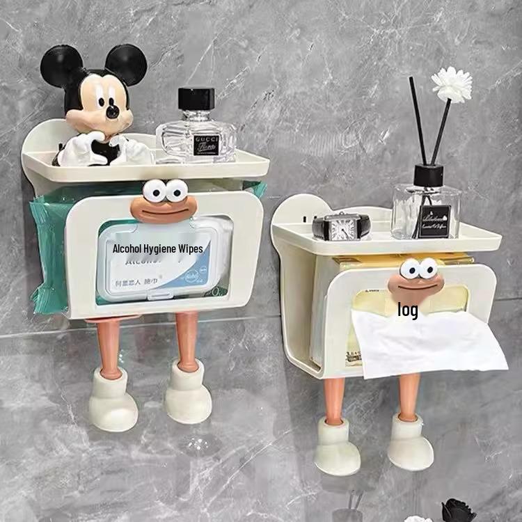 Luxury Wall-Mounted Waterproof Toilet Paper Dispenser with Storage - No Drilling Required