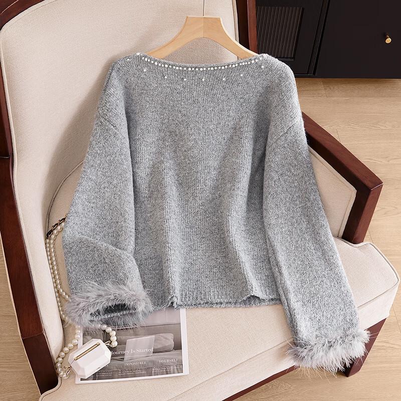 Dámský korálkový pulovr ze směsi vlny