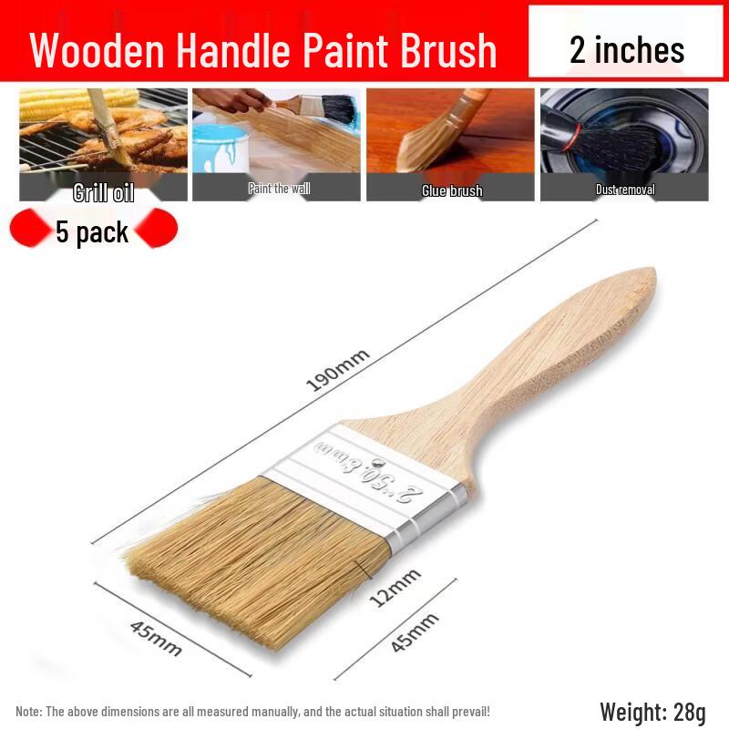 Boar Bristle Paint and Cleaning Brush Set (5-pack)
