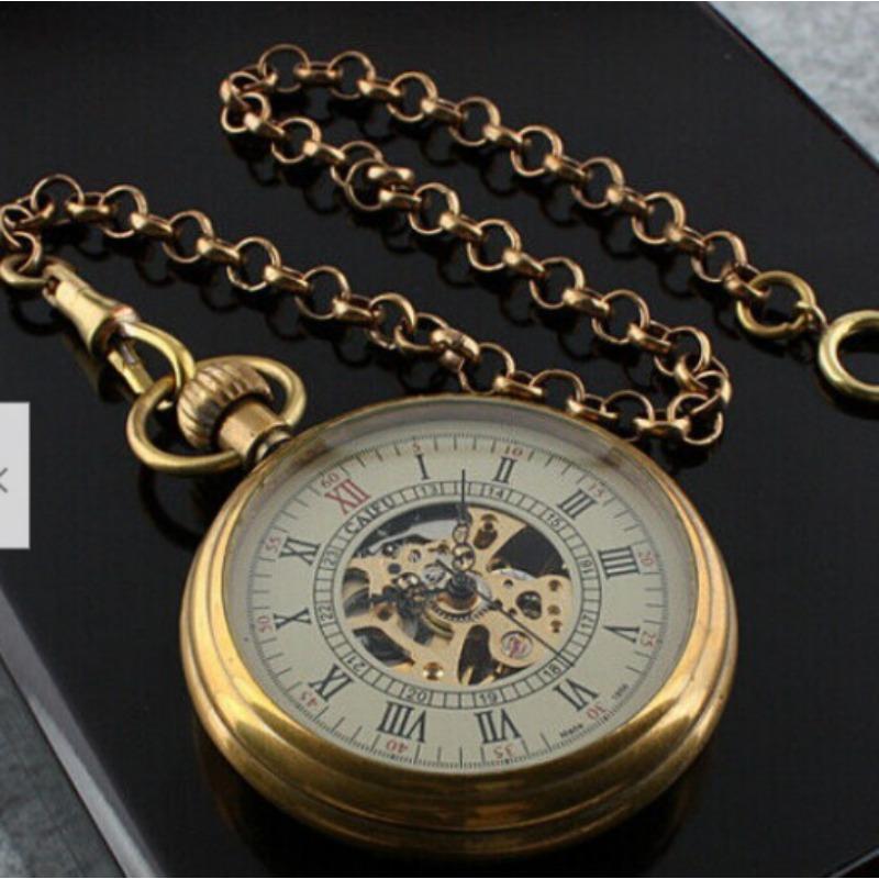 Automatische mechanische Taschenuhr mit runder Schlangenkette und römischer Schrift innen und außen