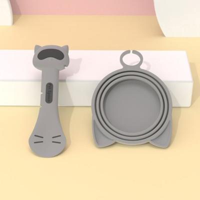 Futternapf Silikon Katze Hund Abdeckung Löffel Haustier Dosenöffner Katzenpfotenform Aufbewahrungsdeckel Rührlöffel