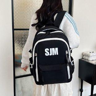 Schoolbag Casual Large Capacity Backpack Male Trend ins Junior High School Student School Bag Fashion Color Matching Alphabet Backpack