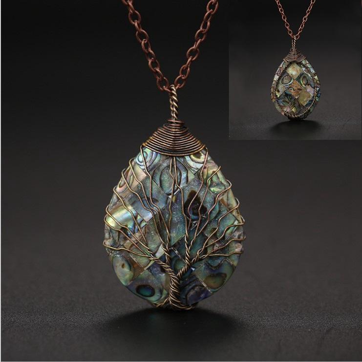 Natural Color Shell Abalone Shell Water Drop Pendant Necklace, Jewelry, Women'S Necklace